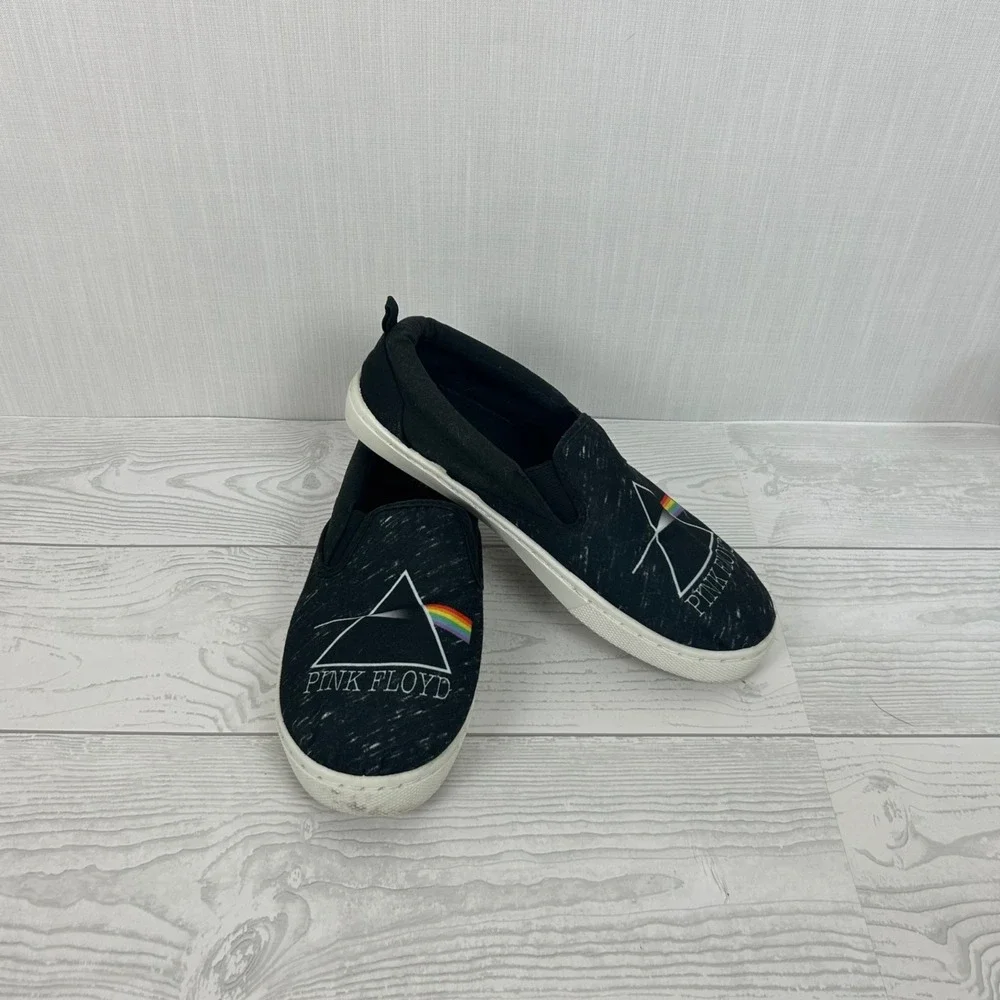 Pink Floyd Slip-On Shoes Size 7‎ Black Canvas Casual Sneakers Men's or women's